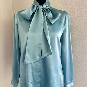Lilysilk light blue bow blouse